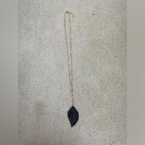 Elegant Gold and Black Leaf Pendant Necklace